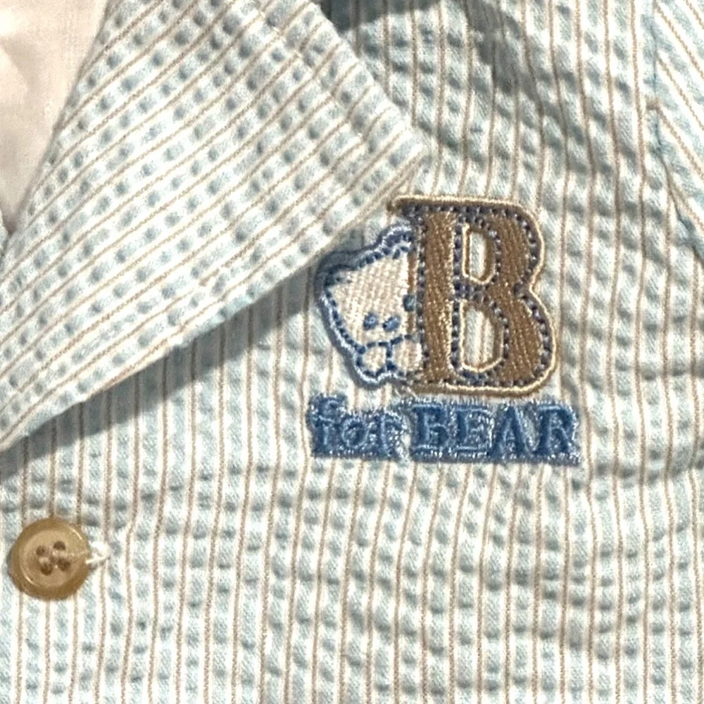 New Infant & Baby Boy Size 3-6 Months Blue & Tan “B for Bear” Textured Jacket